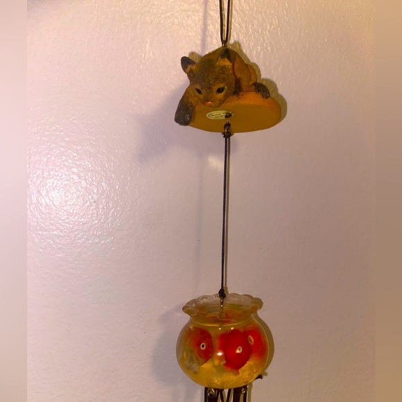 Antique cat and fish  wind chime - Picture 1 of 8
